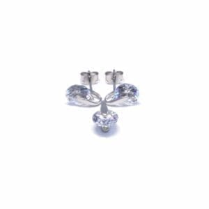 White stone earrings with pendant