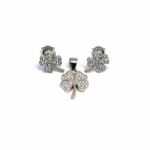 Shamrock silver stud earrings with pendant