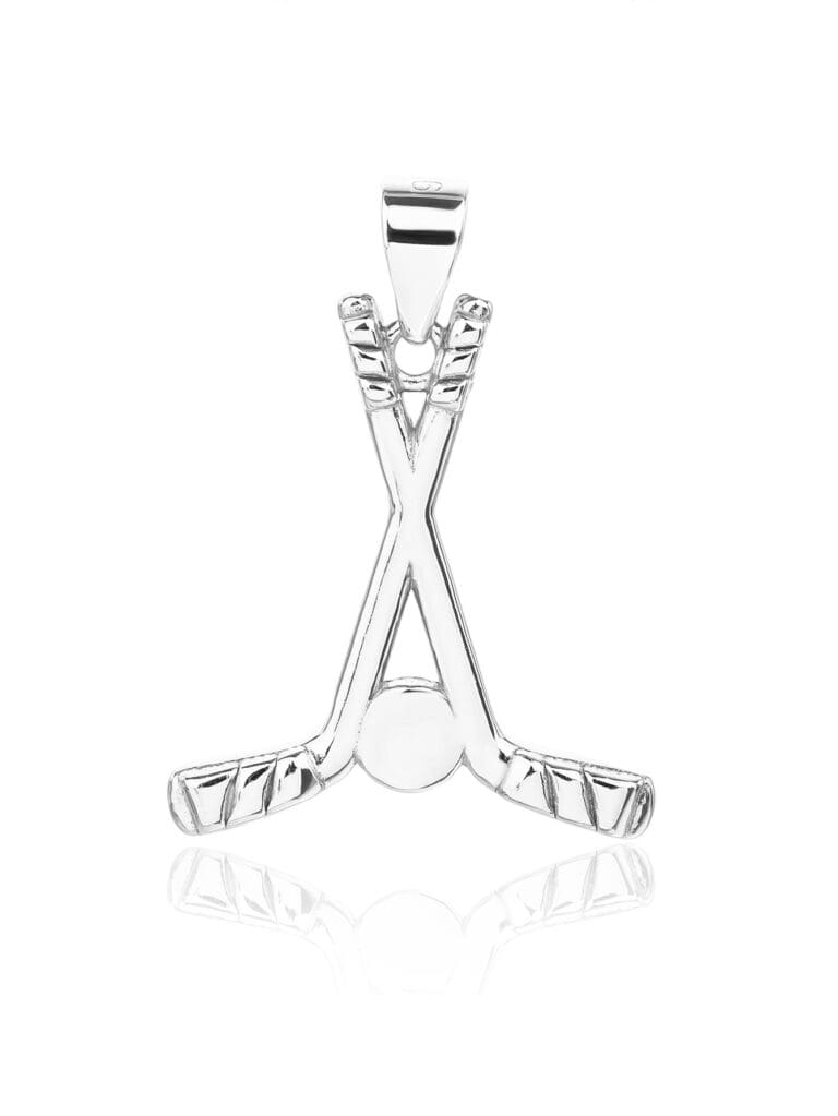 Hockeyschläger-Anhänger aus steinlosem Silber