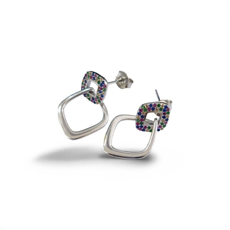 Colourful stone design earrings