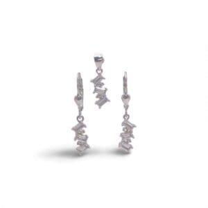 Silver white stone hanging jewellery set