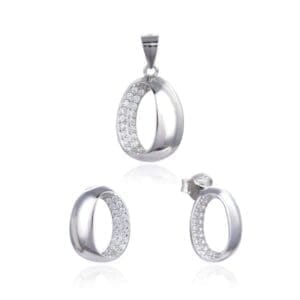 Oval Fantasy with white stoned chevron set