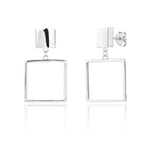 Silver earrings in minimalist square shape