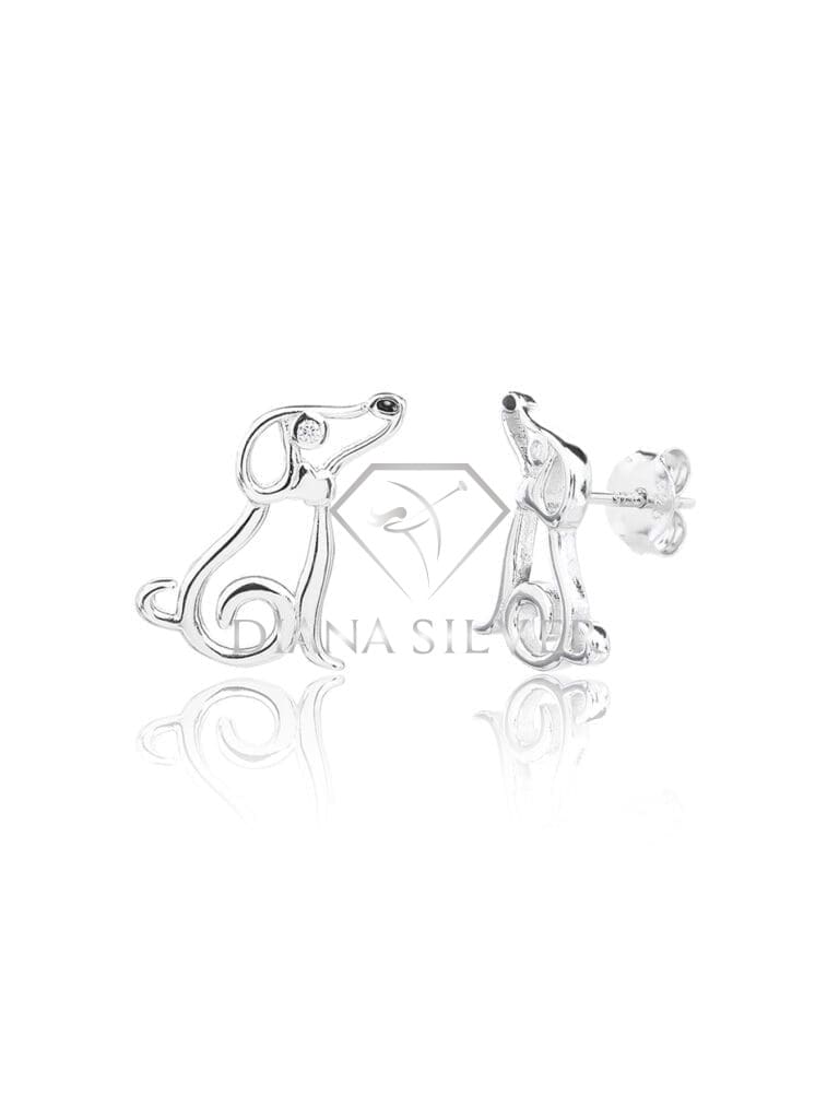 Silver doggie stud earrings