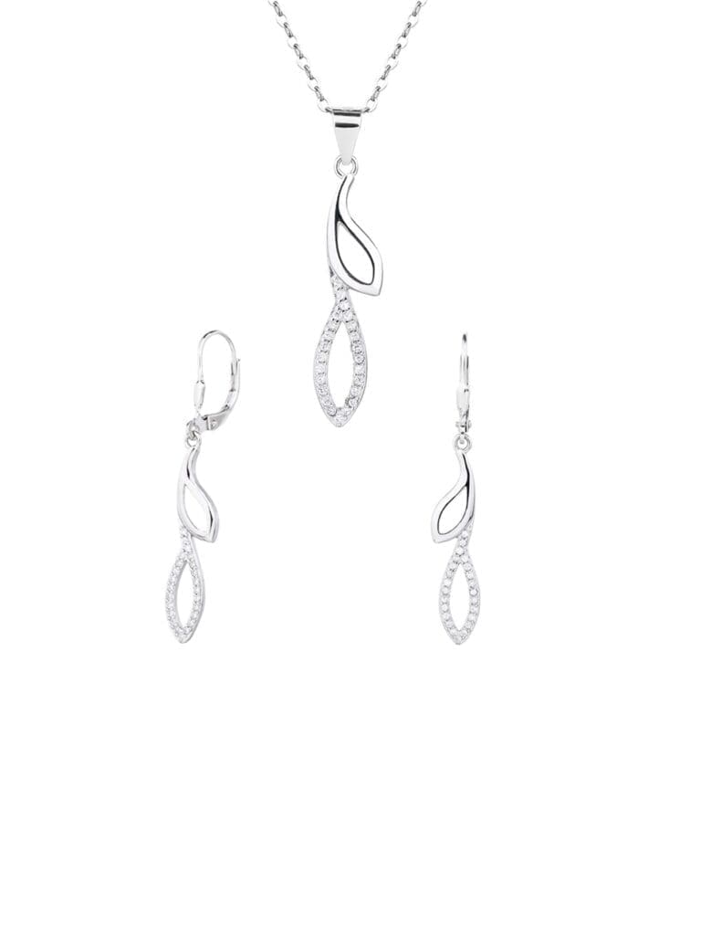 Silver white stone design set with patent lock