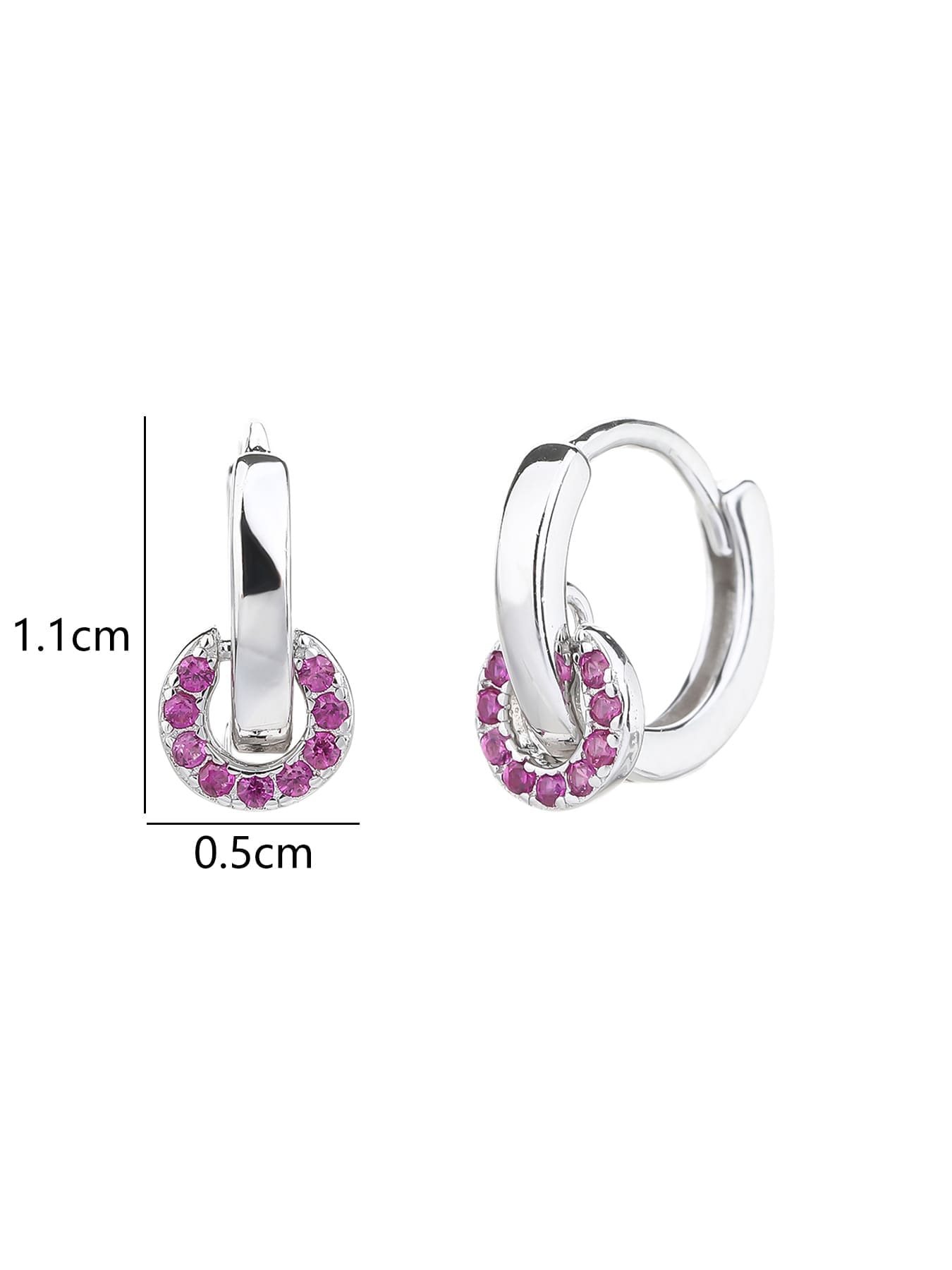 Ezüst pink cirkónia köves karika fülbevaló_2