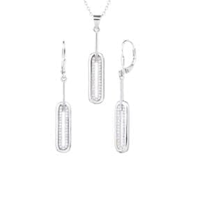 Silver rectangular white stone set with jewels