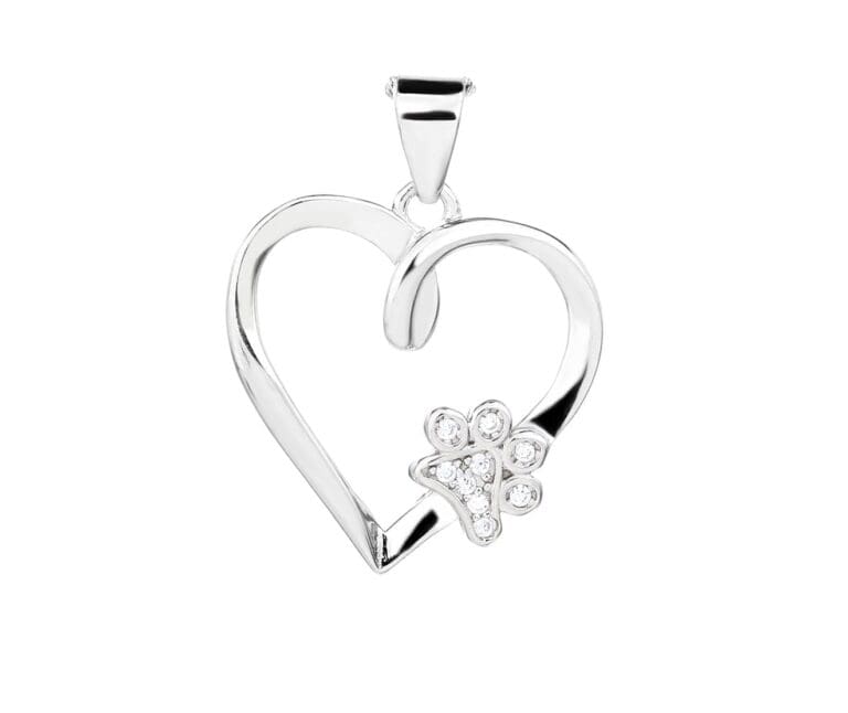 Paw in my heart silver pendant