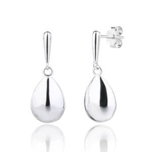 Silver drop shaped dangle earrings