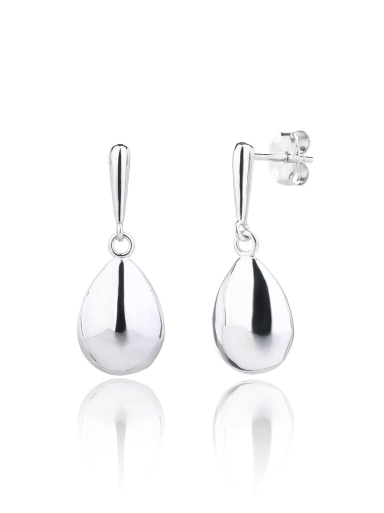 Silver drop shaped dangle earrings