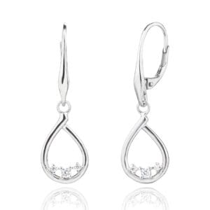 Silver drop earrings with white zirconia