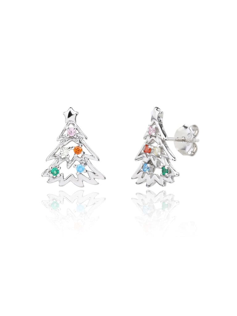 Silver earrings with Christmas tree shape