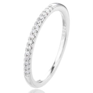 Silver ring with white cubic zirconia stones