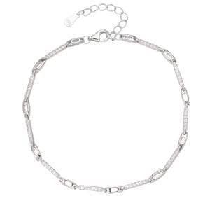Silver bracelet fine chain design with zirconia inlay