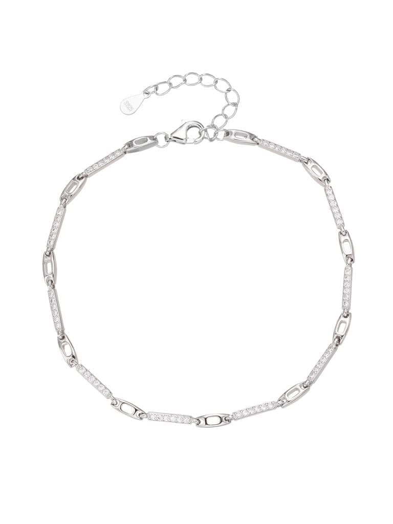 Silver bracelet fine chain design with zirconia inlay