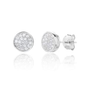 Silver circular earrings with white cubic zirconia