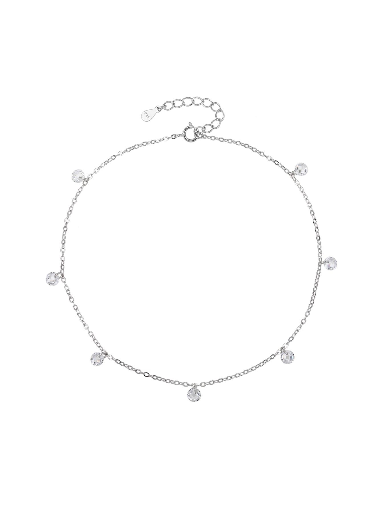 Ezüst bokalánc fehér cirkónia kövekkel (24+4 cm)_2