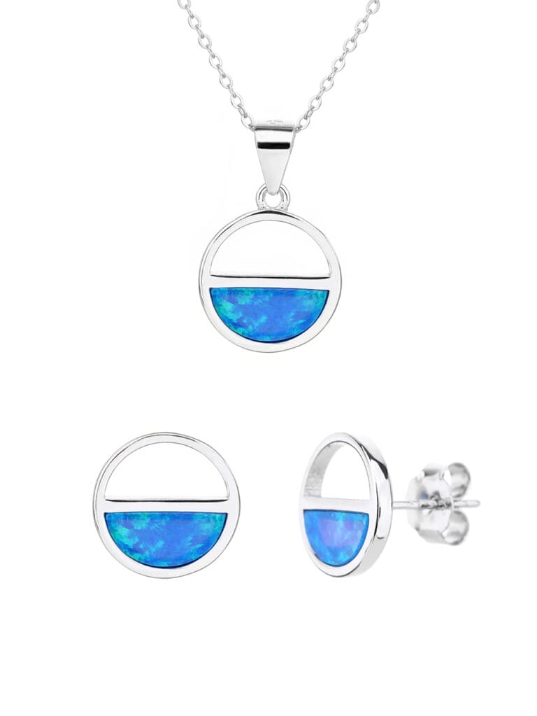 Silbern-marinefarbenes Opal-Set - Tiefe und Eleganz