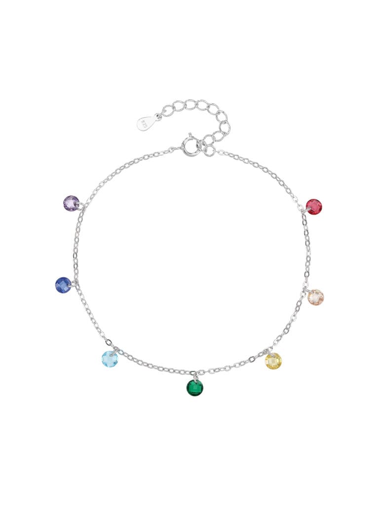 Silbernes Regenbogen Armband mit Zirkonia Steinen