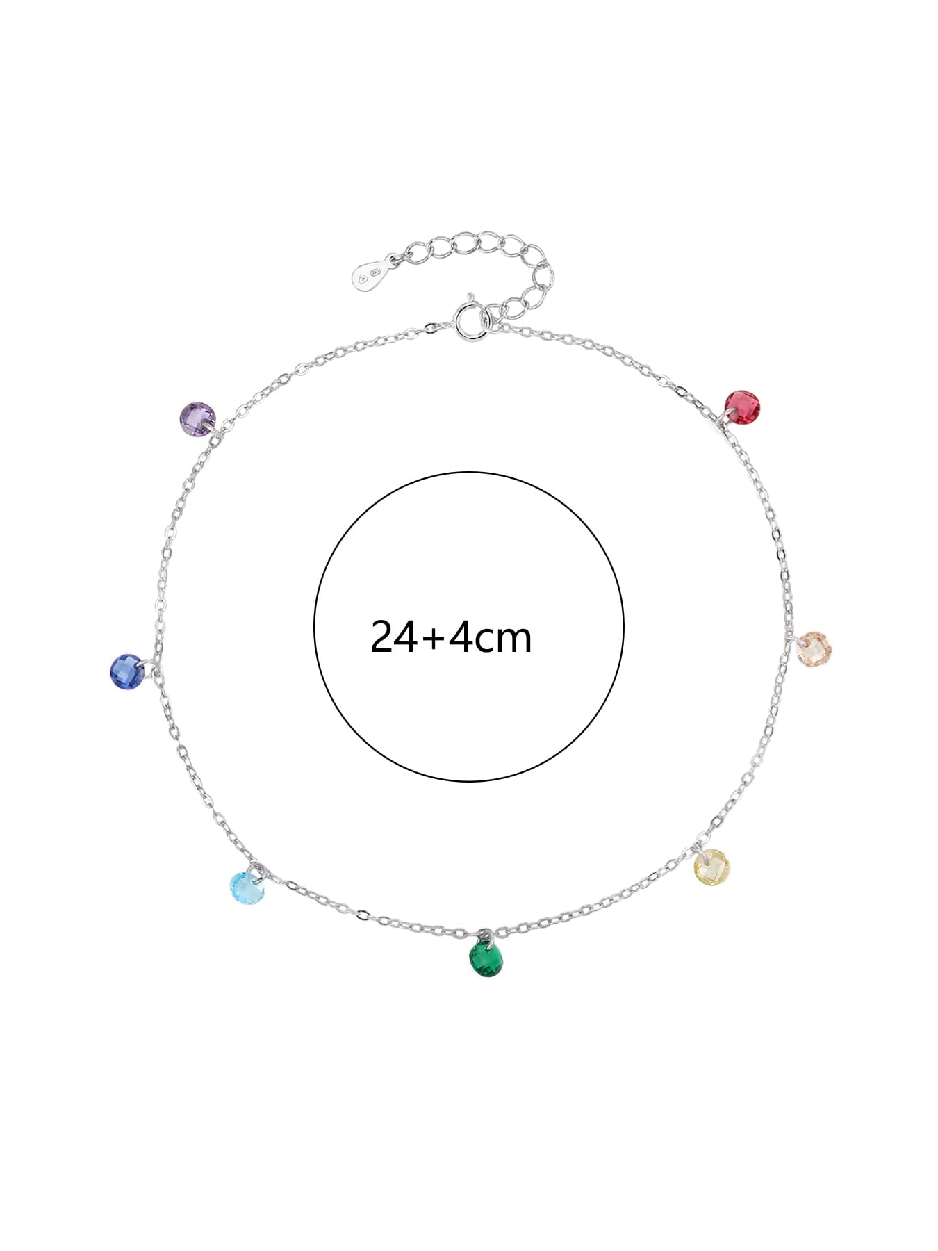 Színes köves ezüst bokalánc (24+4 cm)_1