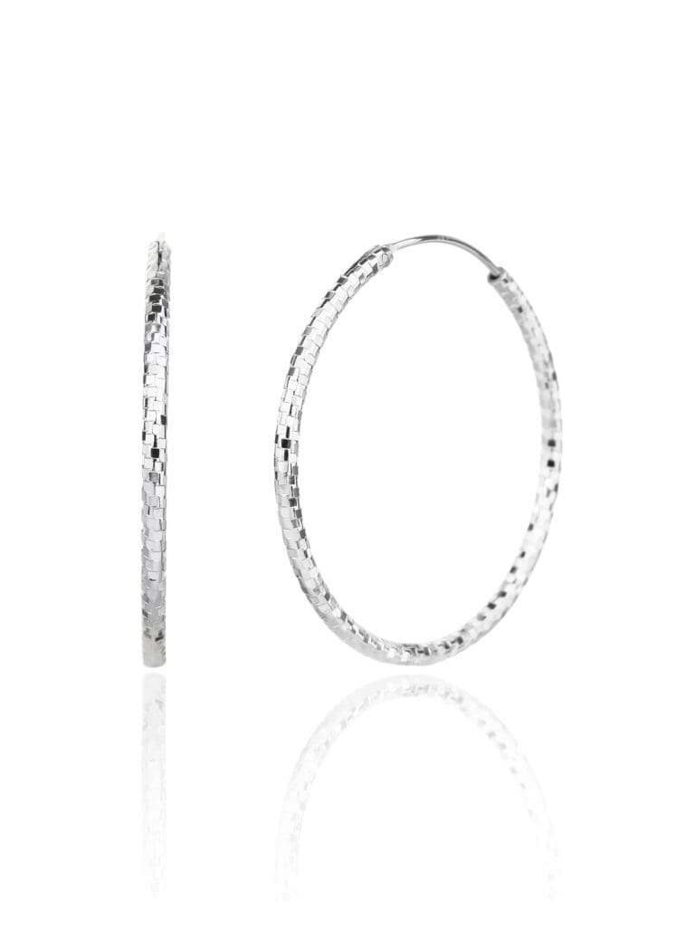 3,5 cm Diamant gravierte Creolen
