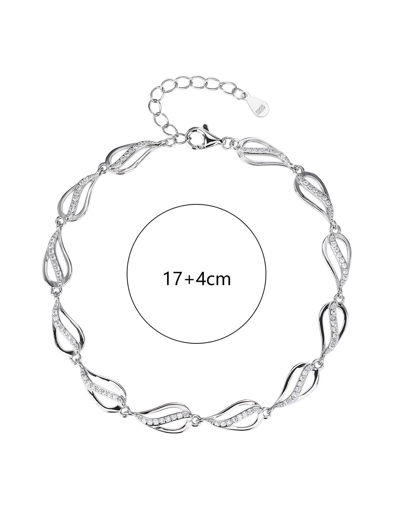 Cirkónia köves hullám mintás karkötő – 17+4 cm