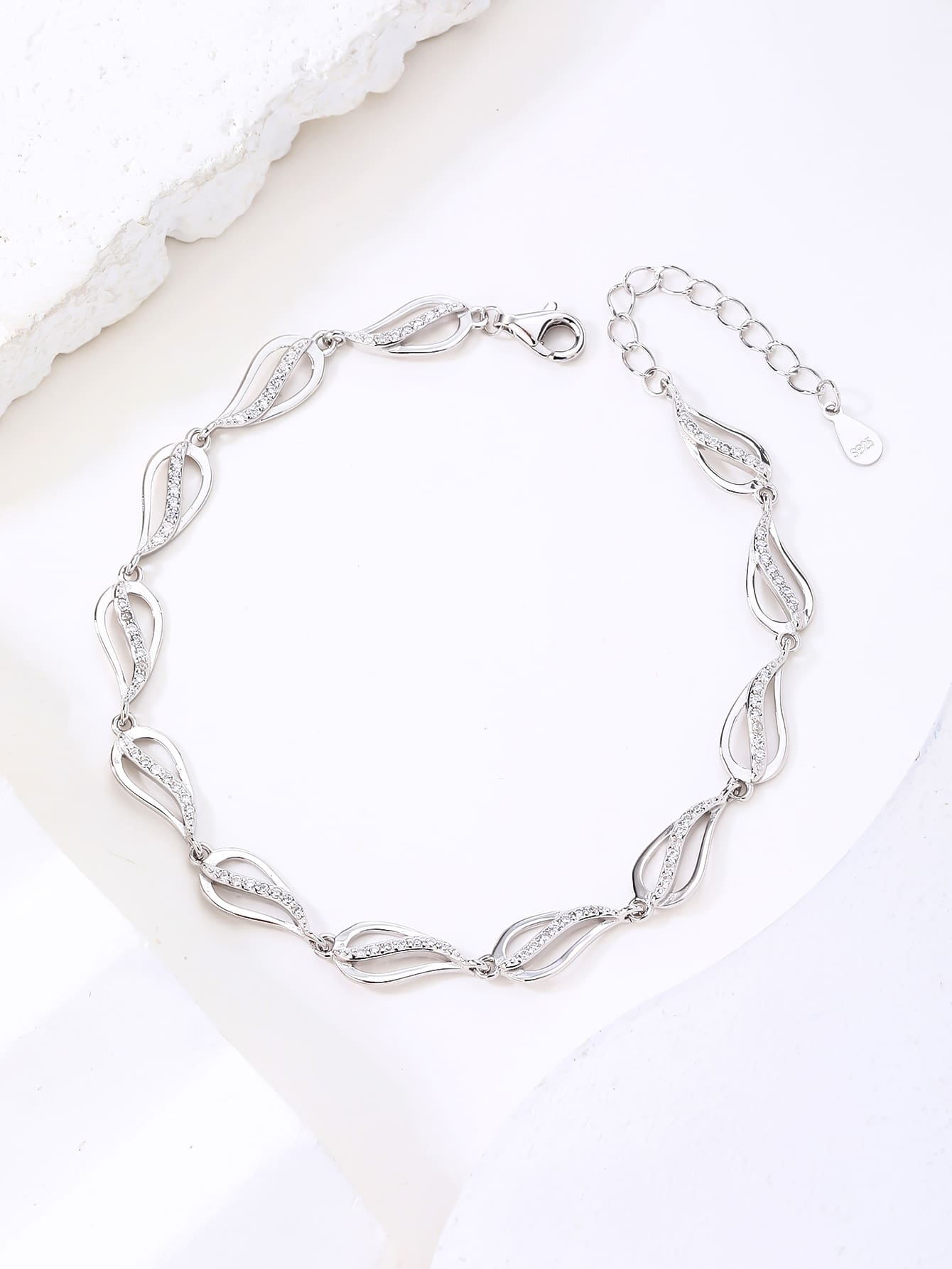Cirkónia köves hullám mintás karkötő – 17+4 cm_2