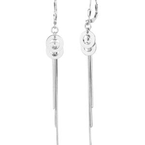 Silver circle motif dangle earrings