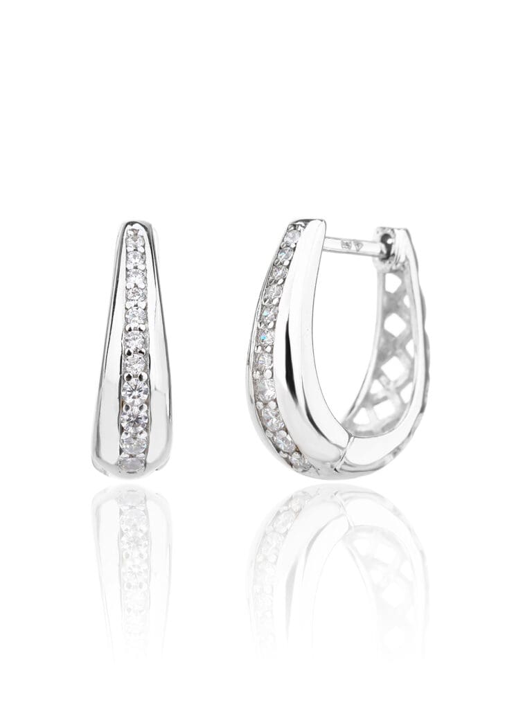 Weißer Zirkonia Stein elegante Creolen