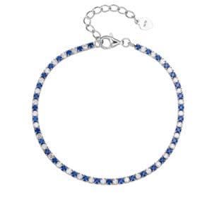 Kék-fehér cirkónia köves teniszkarkötő – 16+4 cm