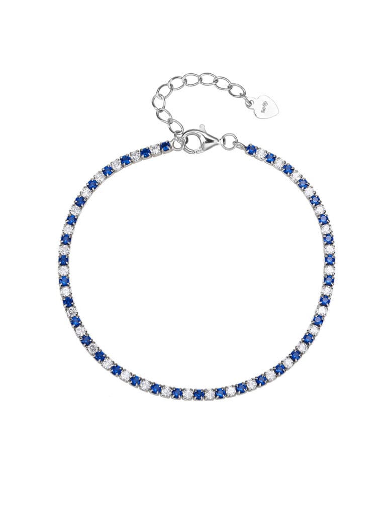 Tennisarmband mit blauen und weißen Zirkoniasteinen - 16+4 cm