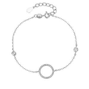 Circle motif bracelet with zirconia stones