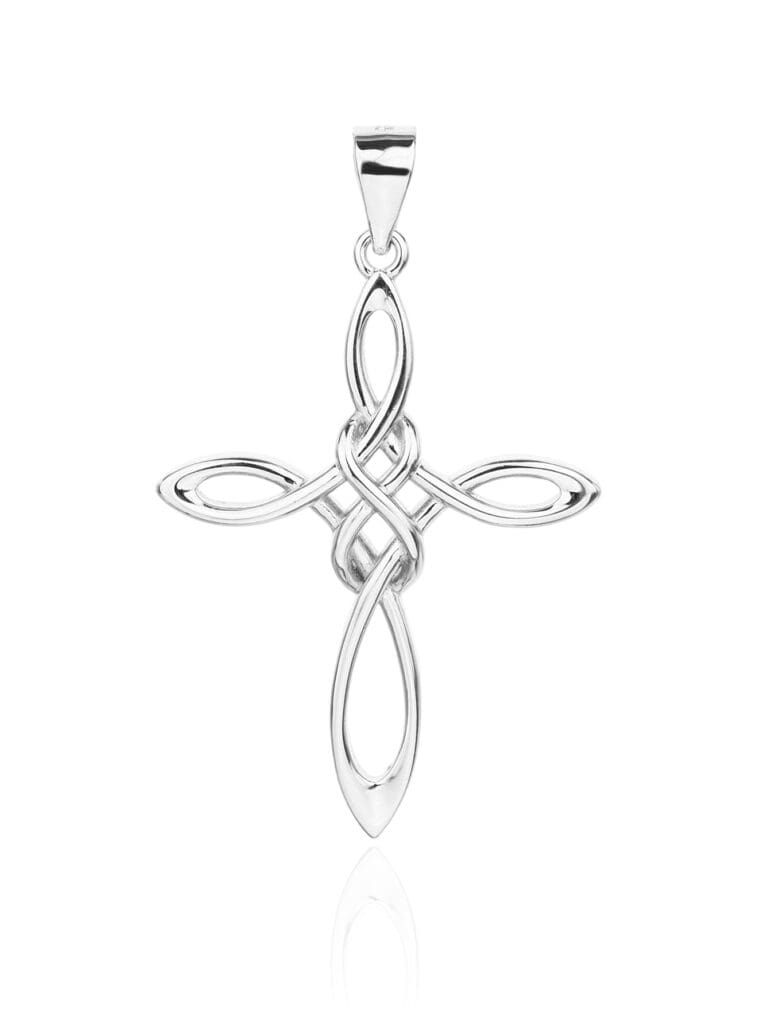 Rhodium plated Celtic cross pendant
