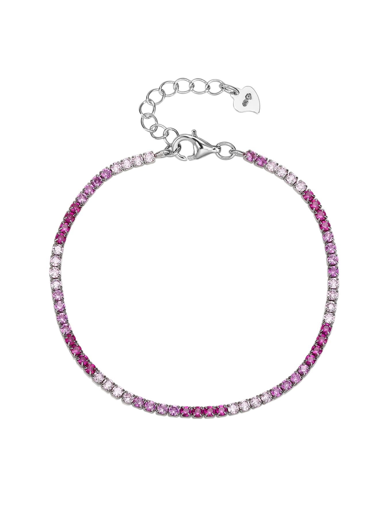 Rózsaszín-fehér cirkónia köves teniszkarkötő – 16+4 cm_1