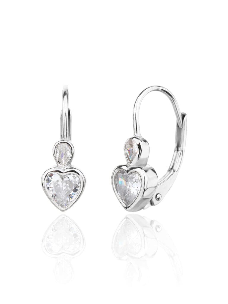 Heart shaped zirconia stone children's earrings