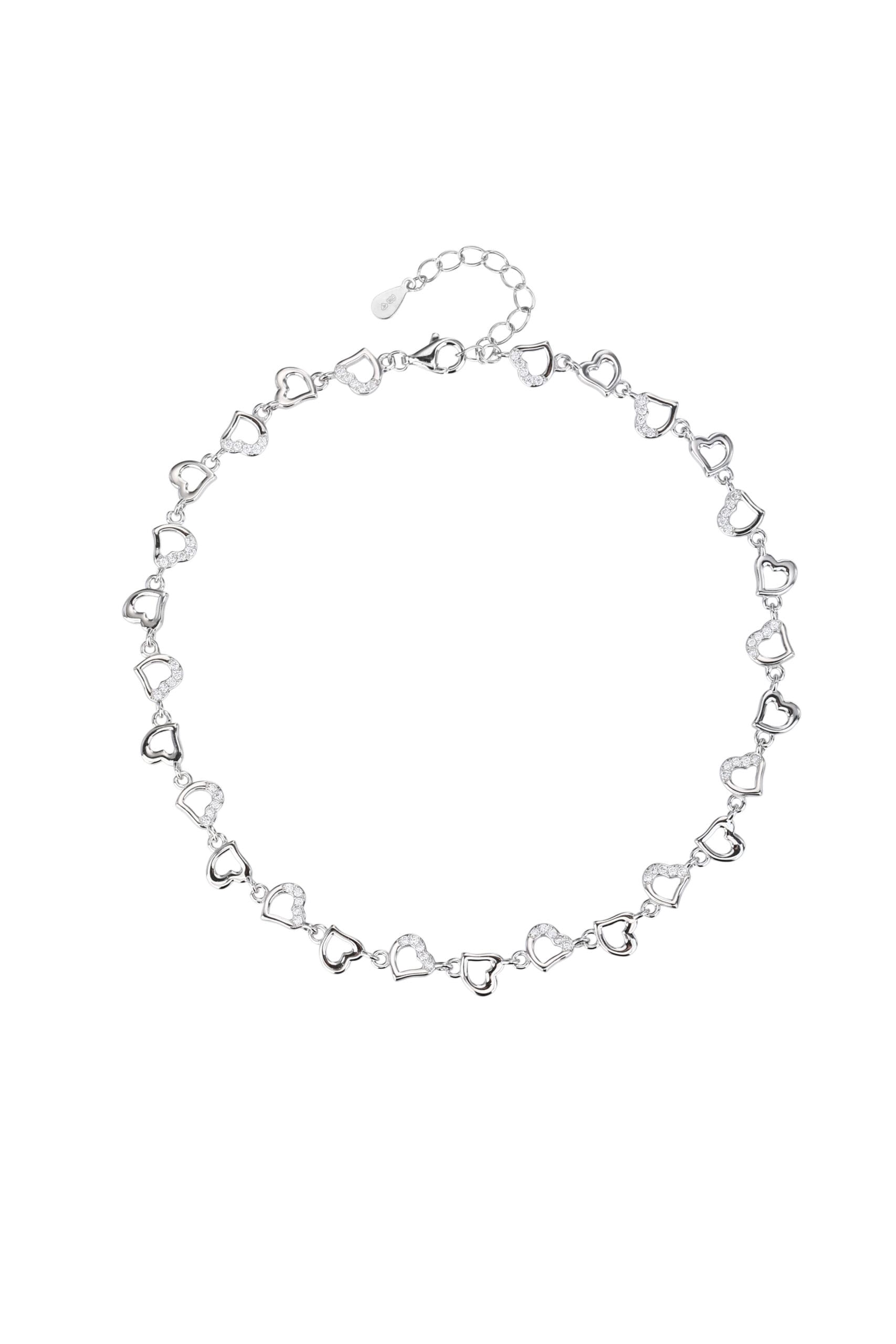 Szív mintás cirkónia köves bokalánc – 24+4 cm_2