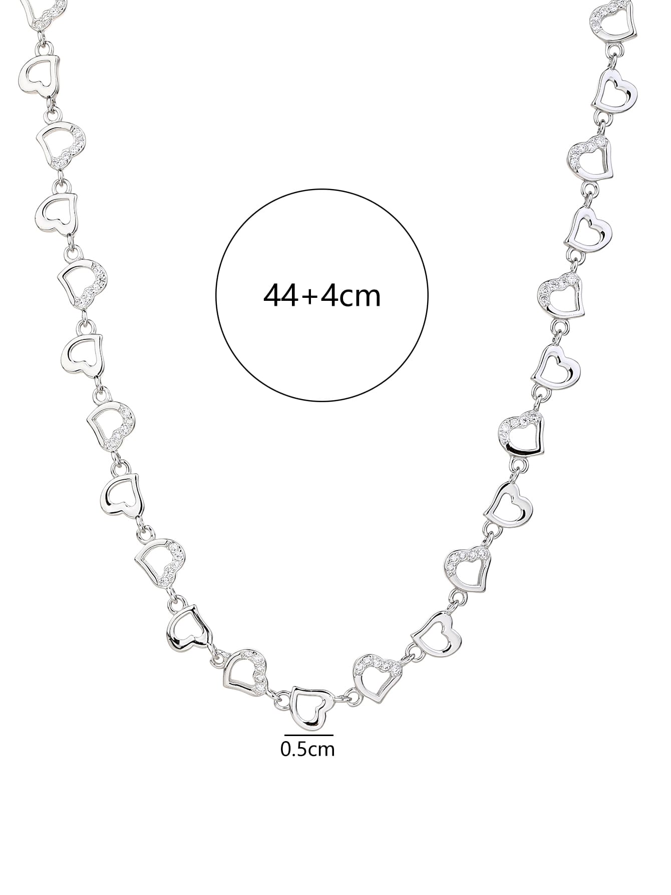 Szív mintás cirkónia köves nyaklánc – 44+4 cm_1