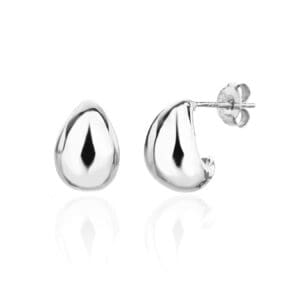 Drop-shaped silver earrings with rhodium plating - pure elegance