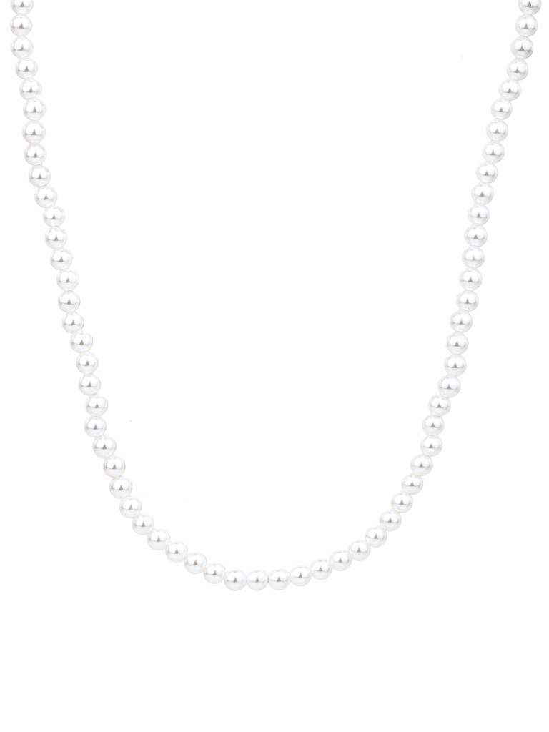 White shell pearl beads with silver clasp (45+4 cm)