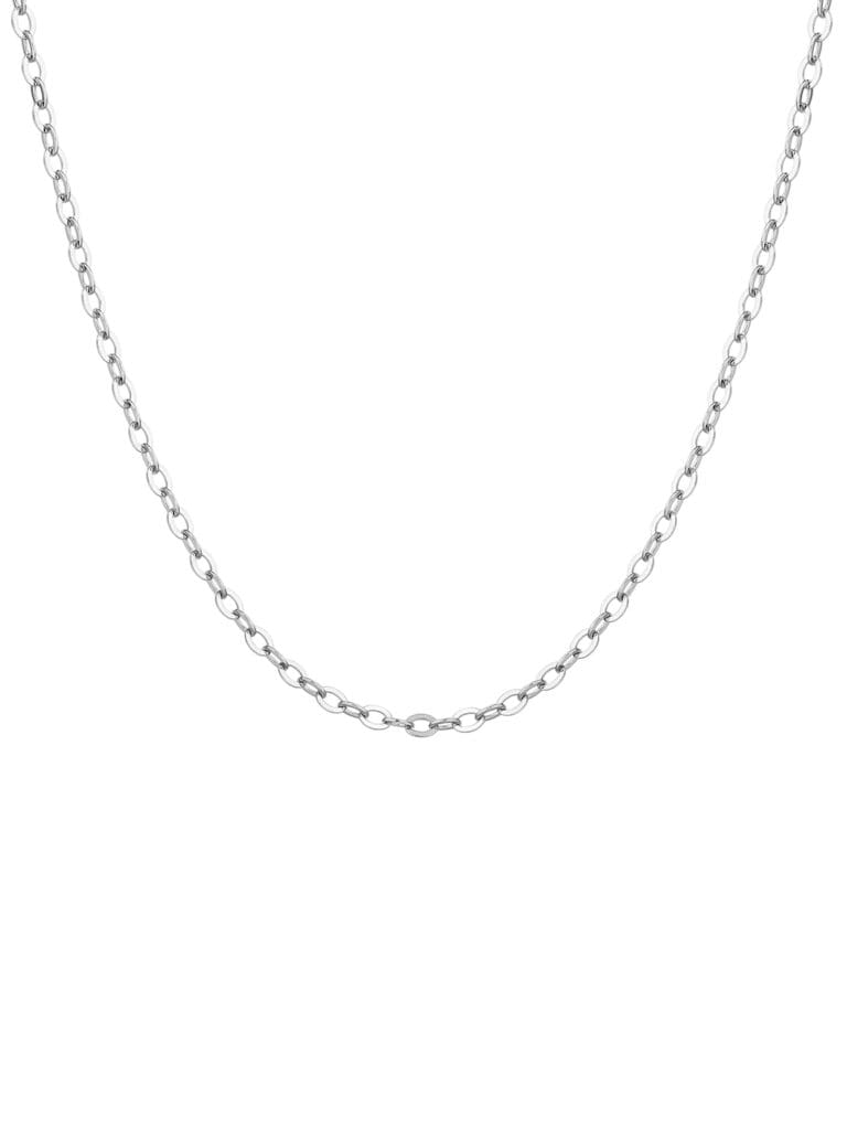 Thin anchor silver necklace with rhodium plating (45+5 cm)