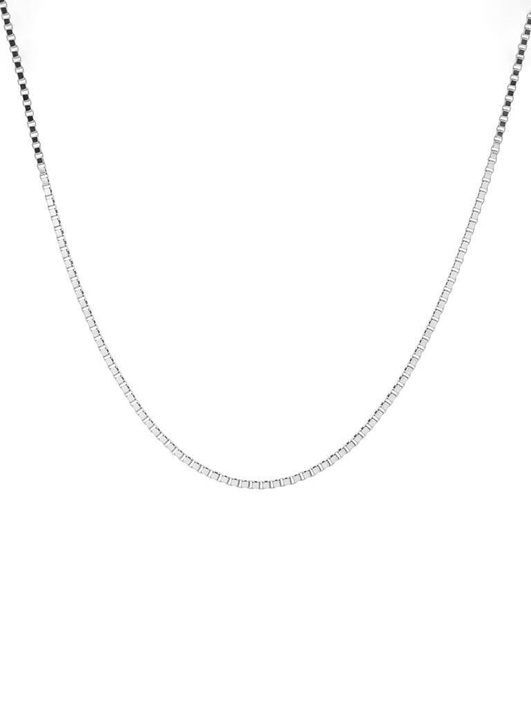 Thin cubic silver necklace, rhodium plated (45 cm)