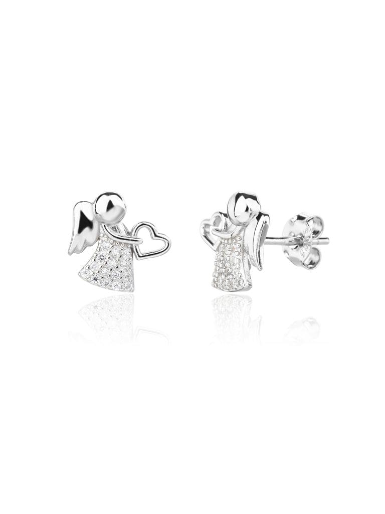 Engelohrringe mit Herz - AG 925 Sterlingsilber, rhodiniert