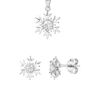 Snowflake jewel set - AG 925 sterling silver, rhodium plated (without chain)