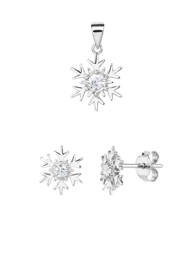 Schneeflocken-Schmuckset - AG 925 Sterling Silber, rhodiniert (ohne Kette)
