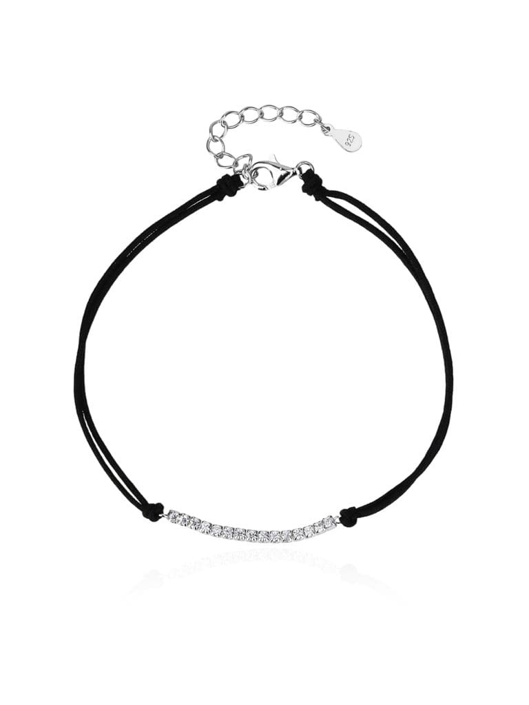 Zirkonia-Armband im Tennisstil mit schwarzer Kordel - verstellbare Größe (17 + 4 cm)