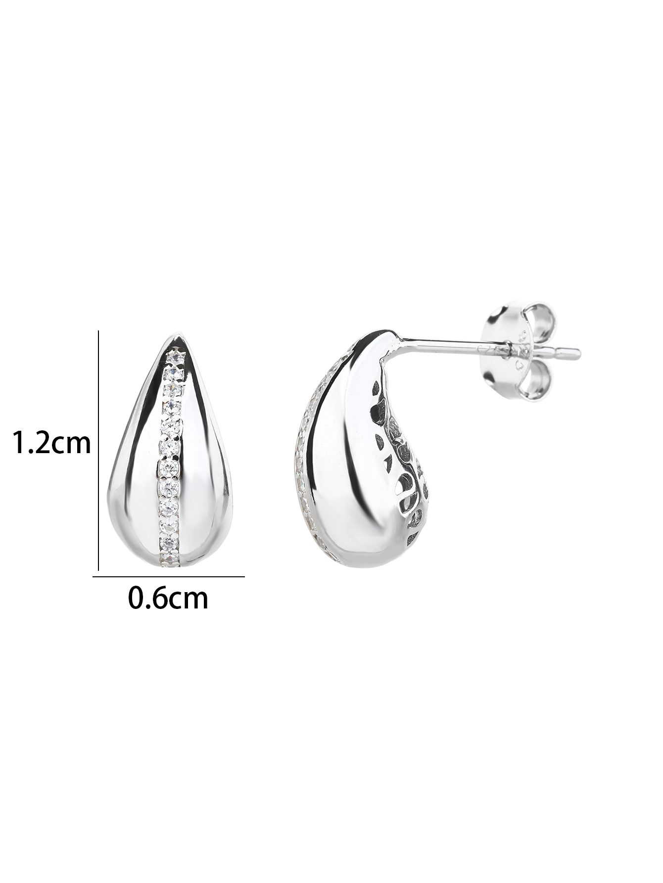 Teardrop-shaped Zirconia Strip Earrings 2