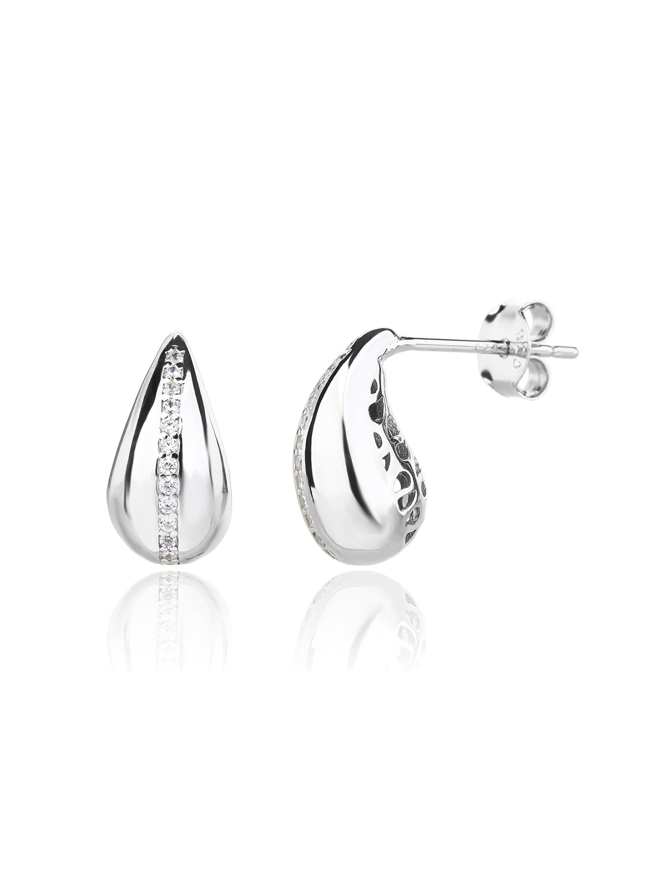 Teardrop-shaped Zirconia Strip Earrings 3