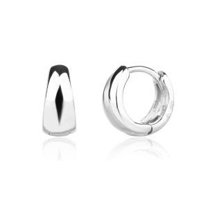 Fényes domború tömör karika fülbevaló, AG 925 ródiumozott ezüst (0,9 × 0,4 cm)