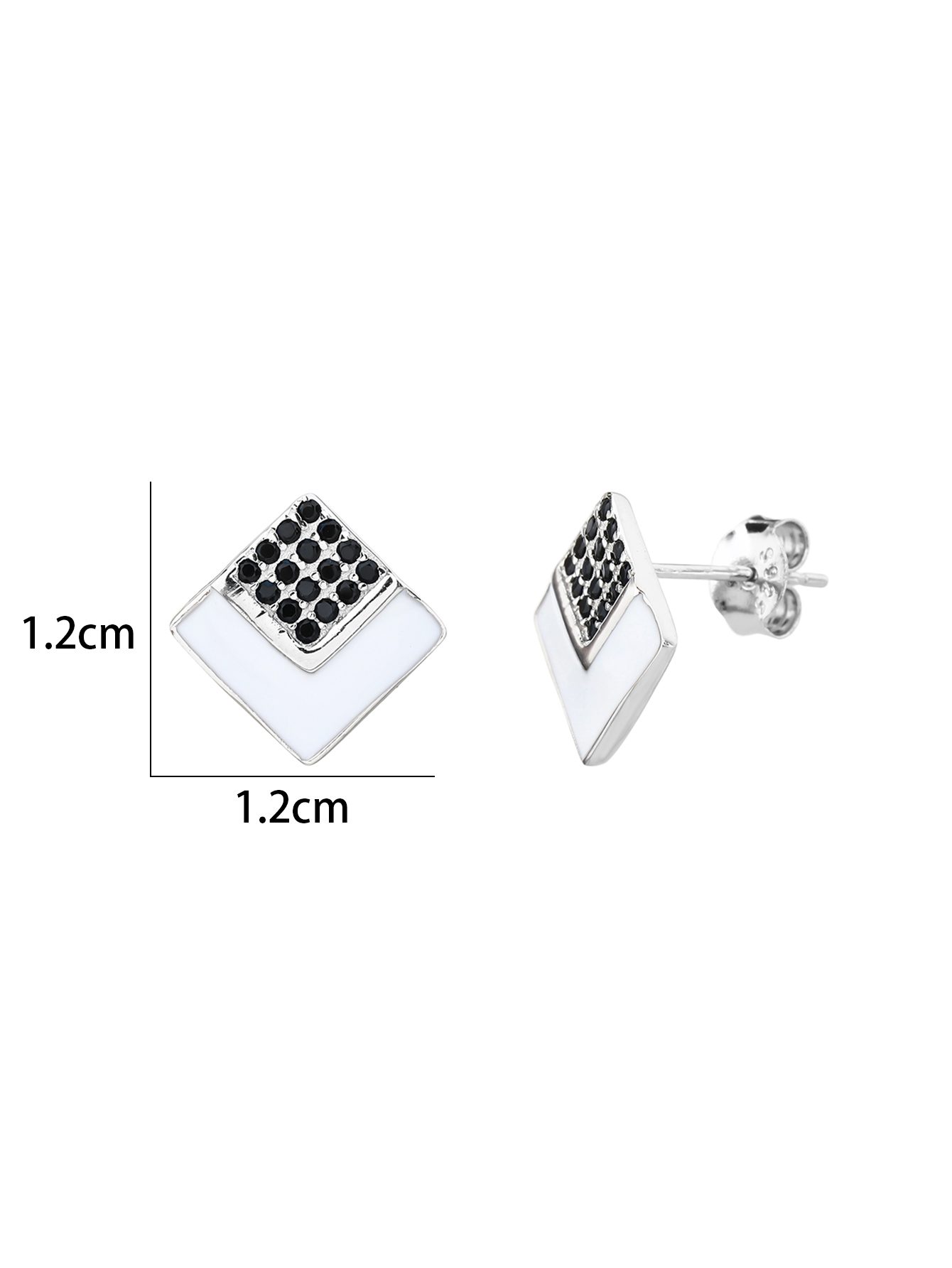 Geometrikus fekete köves négyzet fülbevaló 2