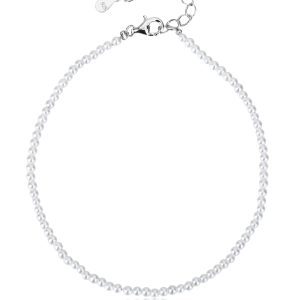 Shell gyöngy karkötő, AG 925 ródiumozott ezüst (18 + 4 cm)